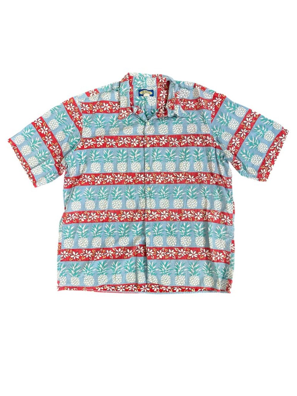 Vintage Reyn Spooner Phil Edwards Hawaiian Shirt Pineapple Stripe Reverse Cotton